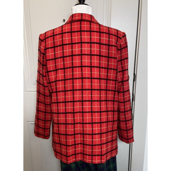 Courtenay Vintage Plaid Red Black Single-Button Blazer w/Shoulder Pads Size 14 - Picture 4 of 12